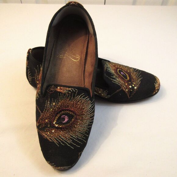 AEROSOLES Shoes - Women's Aerosoles Betunia Black Metal Feather Slip-On Shoes US Size 8